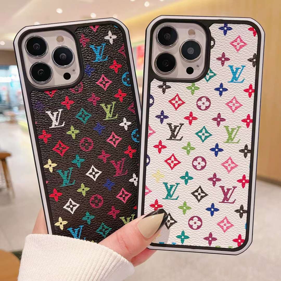 LV Black And White Phone Case With Colorful Embellishments For iPhone –  Millyoo